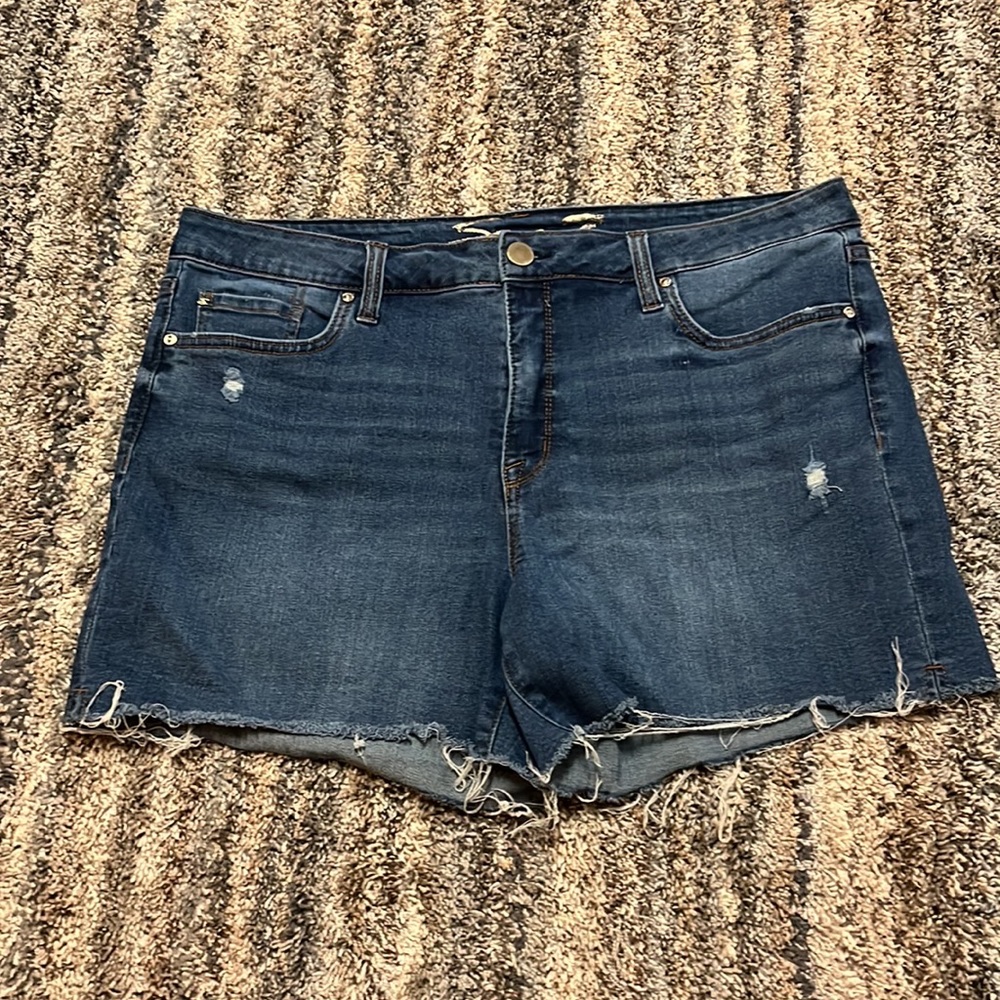 Seven7 Dark Wash Weekend Jean Shorts.